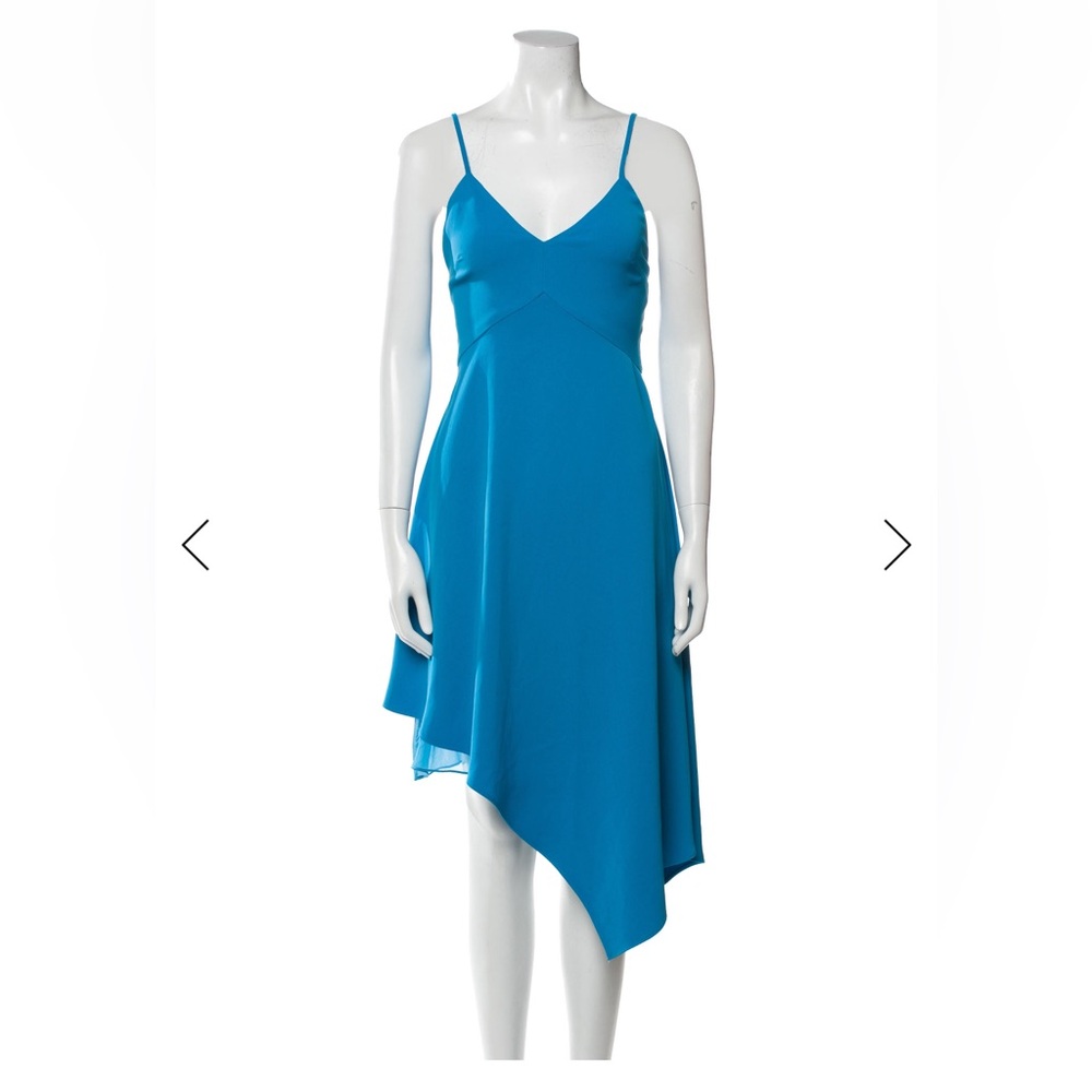 Spaghetti Strap Blue Asymmetrical Cocktail Dress